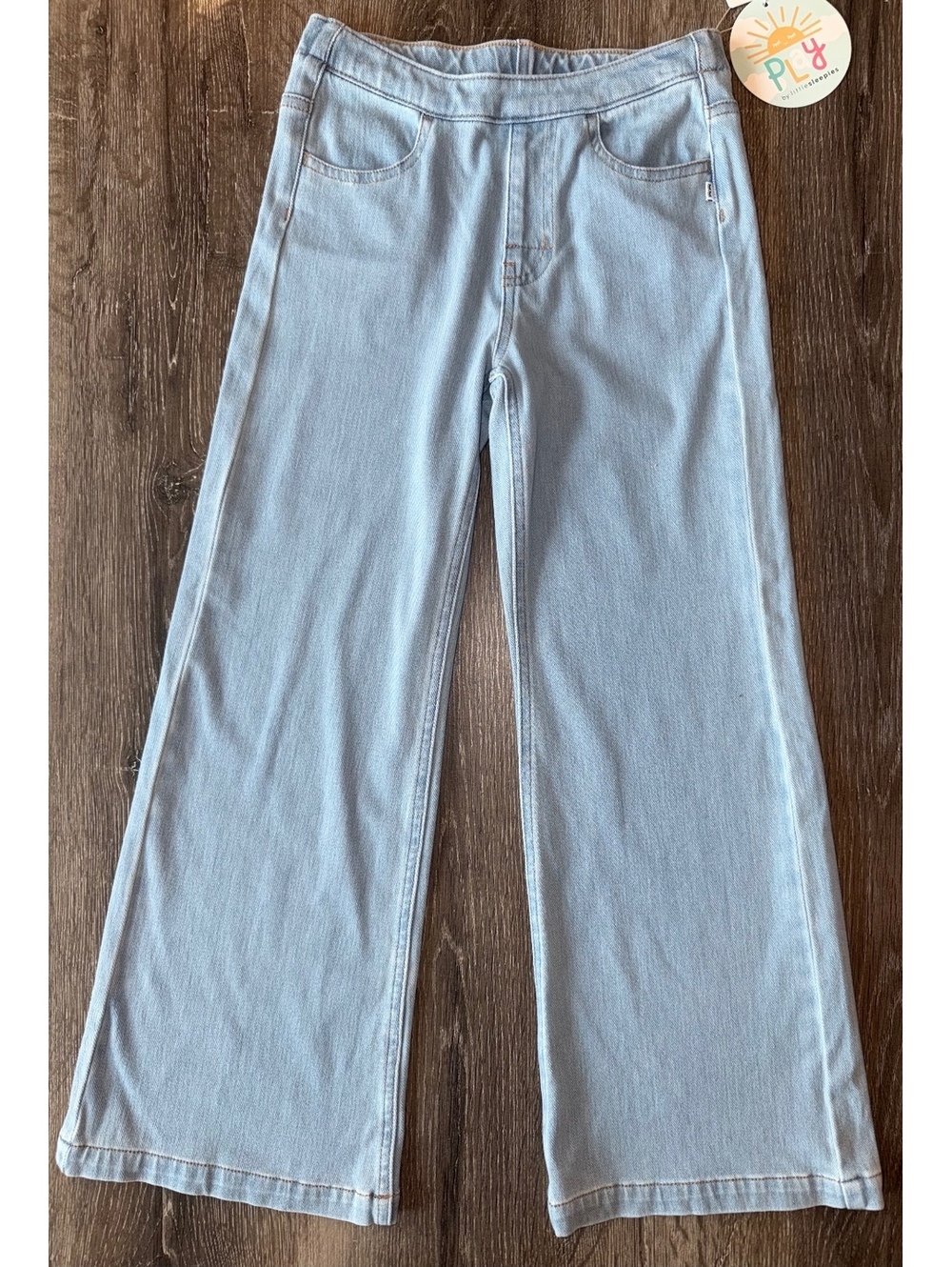 NWT Play by Little Sleepies Girls Size 8 Light Blue Wide Leg Denim Pants Bamboo